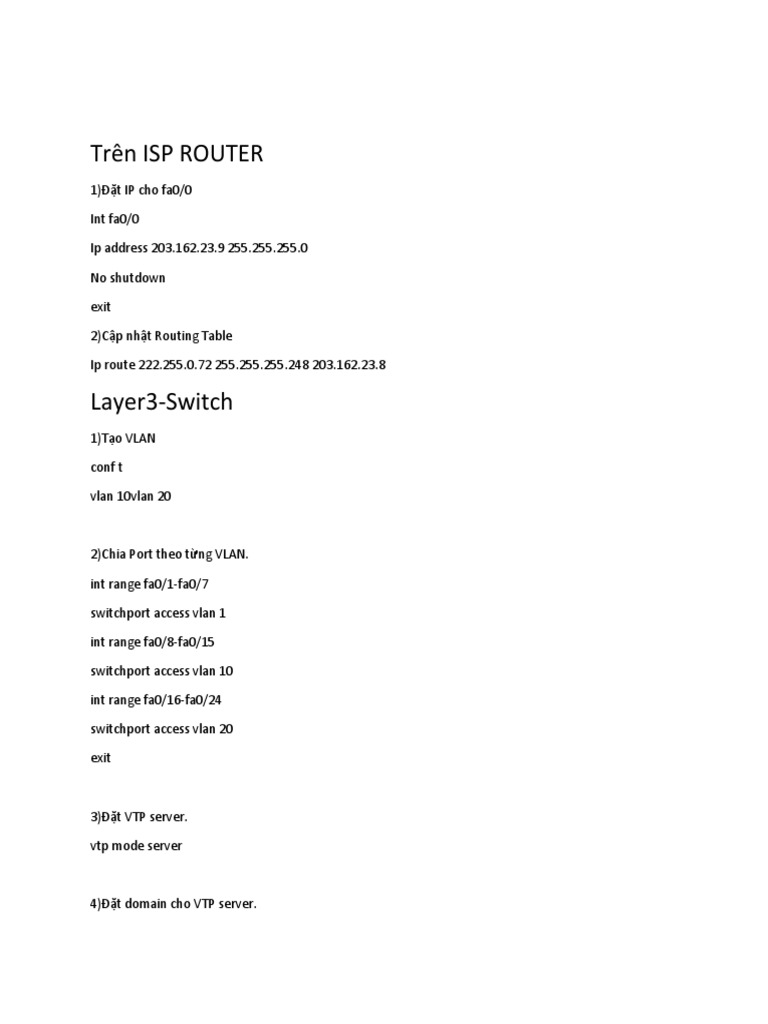 ISP Router and VLAN Configuration Guide | PDF