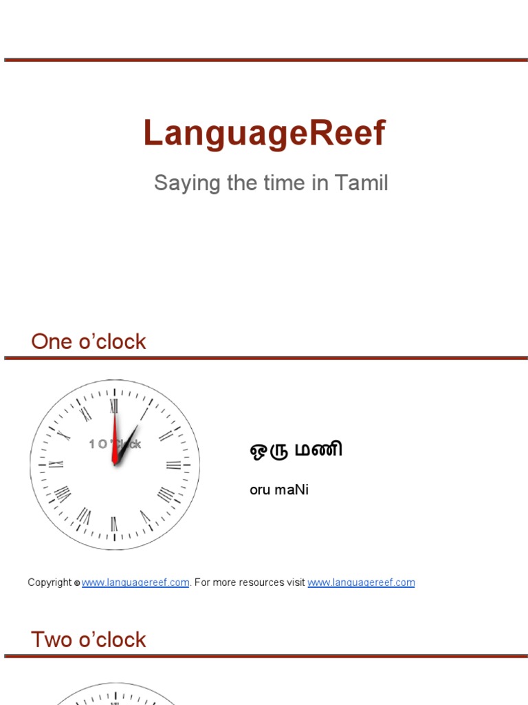 Saying the Time in Tamil