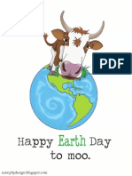 Earth Day Cow Illustration Poster
