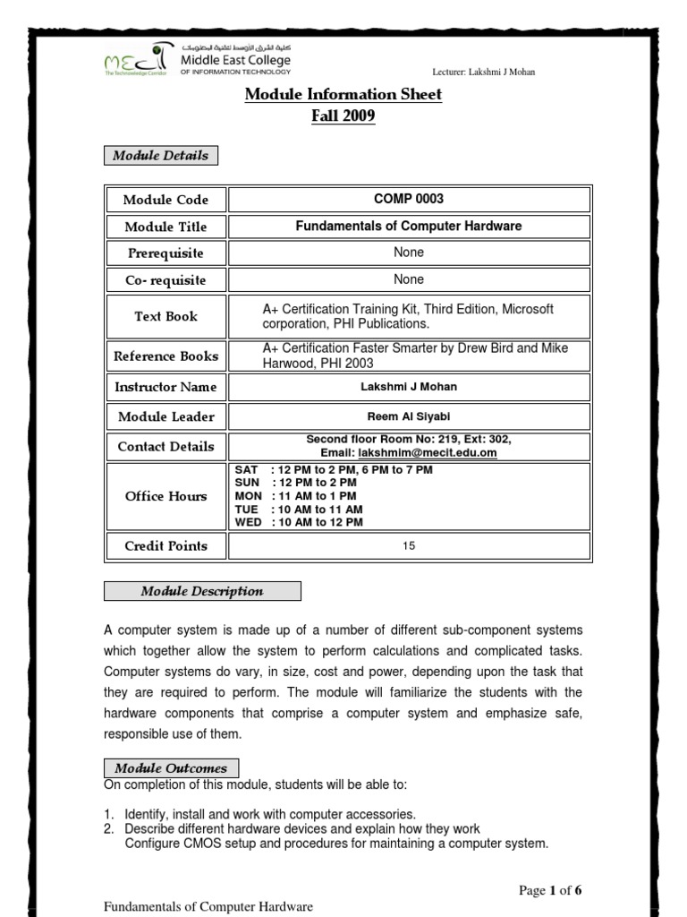 Computer Hardware Fundamentals Course | PDF | Central Processing Unit ...