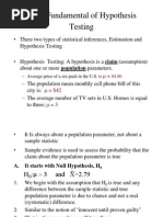 Chapter 9 Fundamental of Hypothesis Testing