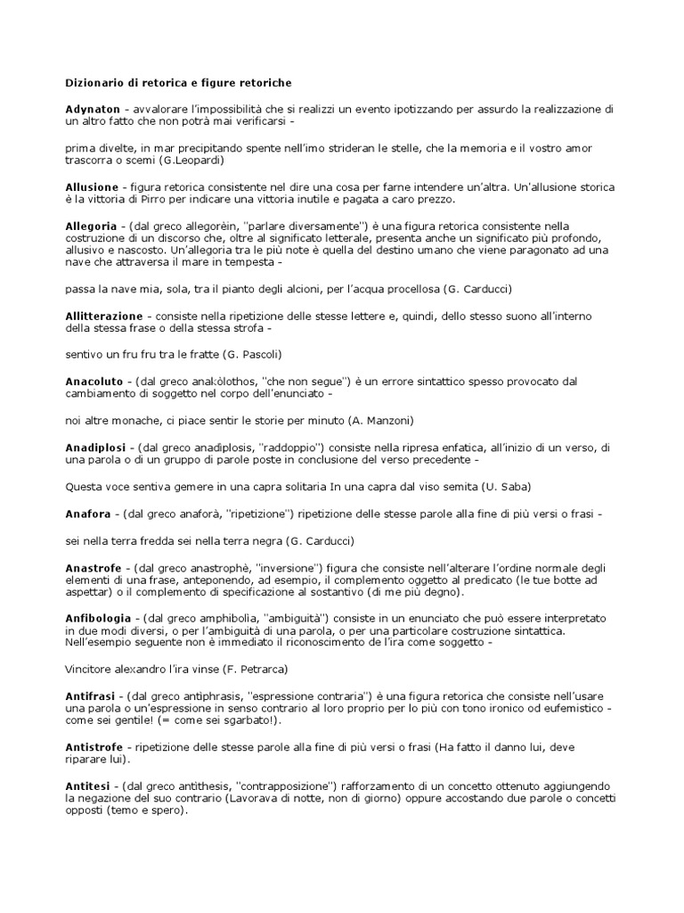 Breviario Di Retorica e Figure Retoriche | PDF