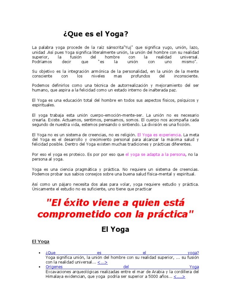 Qué es el Yoga: Unión y Autoconocimiento | PDF | Yoga | Felicidad