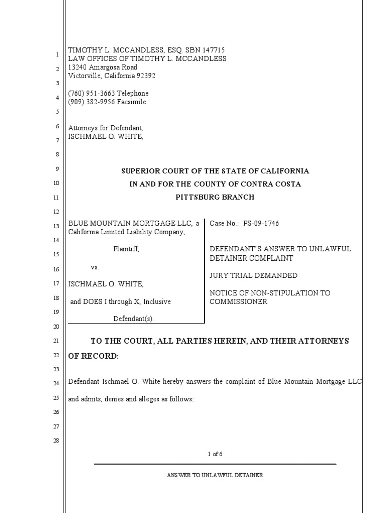 Answer To Ud Complaint Download Free PDF Affirmative Defense Estoppel