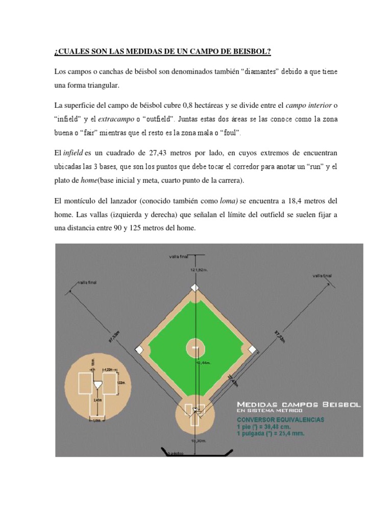 Cuales Son Las Medidas de Un Campo de Beisbol