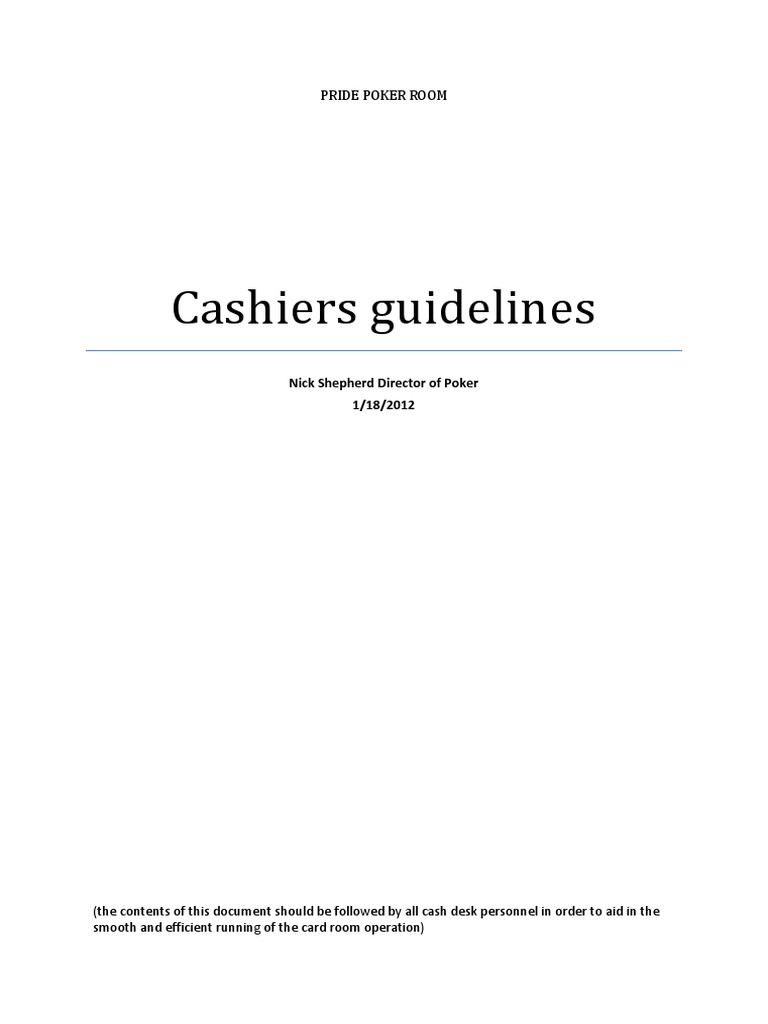 Cashiers Guidelines Playing Cards Desk