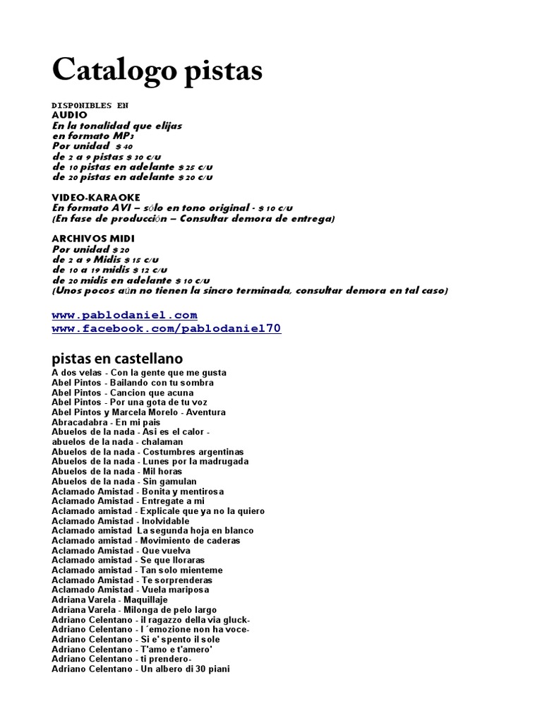 Catalogo Pistas Amor Entretenimiento General catalogo pistas amor