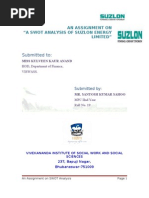 Download Swot Analysis of Suzlon Energy by ashutosh_finance SN21972802 doc pdf