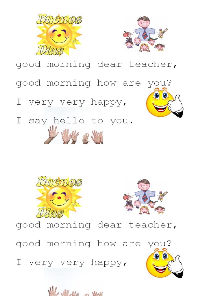 Good Morning Dear Teacher | PDF