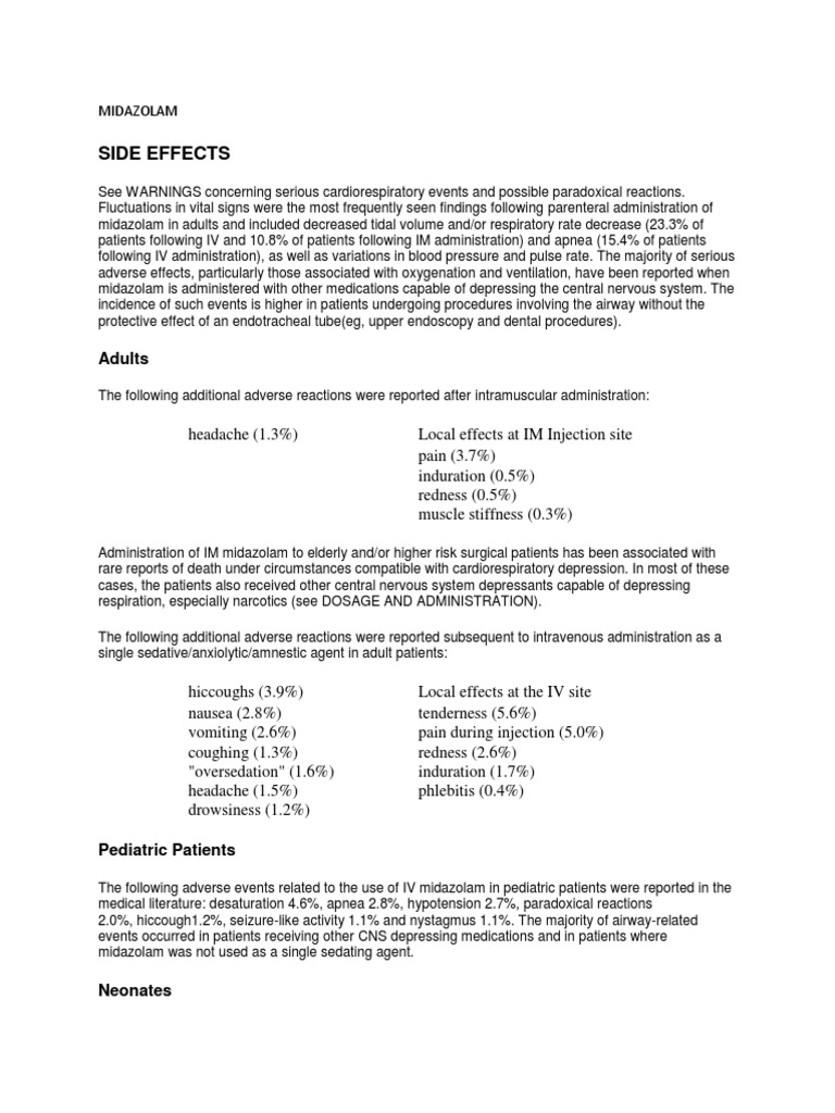 MIDAZOLAM SIDE EFFECTS LONG TERM intelligence overview