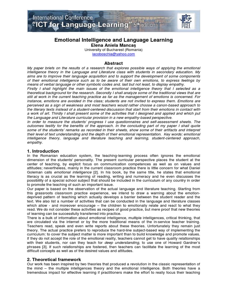 Enhancing Language Learning with Emotional Intelligence | PDF ...