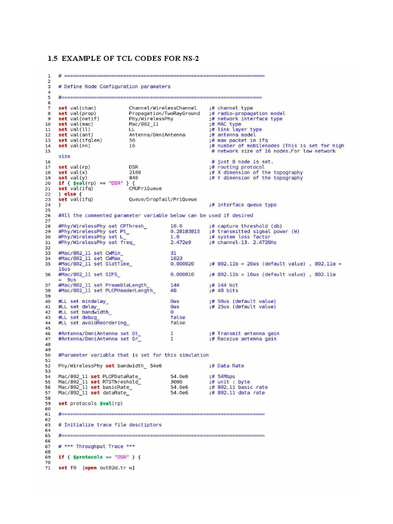 NS-2 TCL Codes for Developers | PDF | Computers