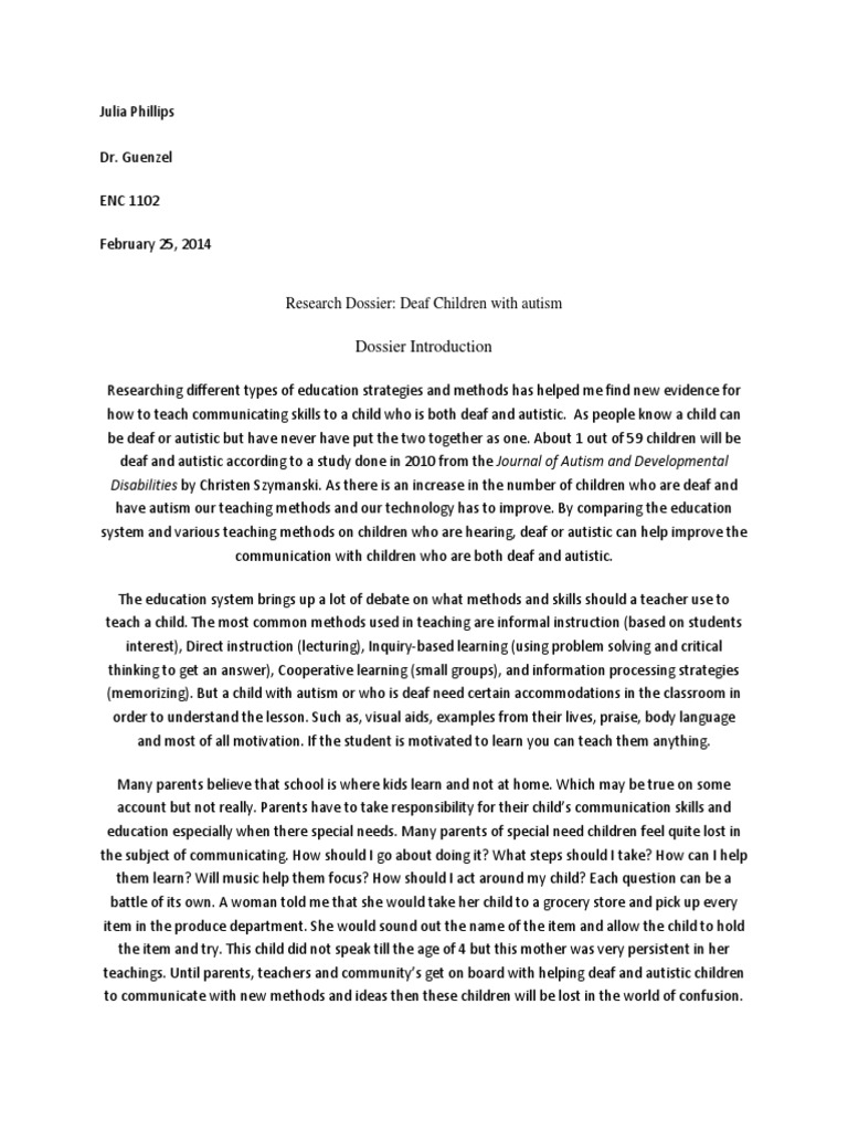 Annotated bibliography autism picture