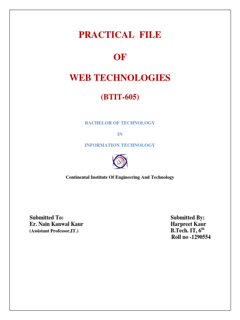 Web Technologies Practical File Guide | PDF