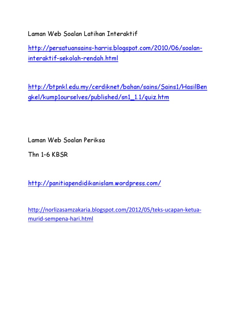 Laman Web Soalan Latihan Interaktif 1 | PDF | Internet