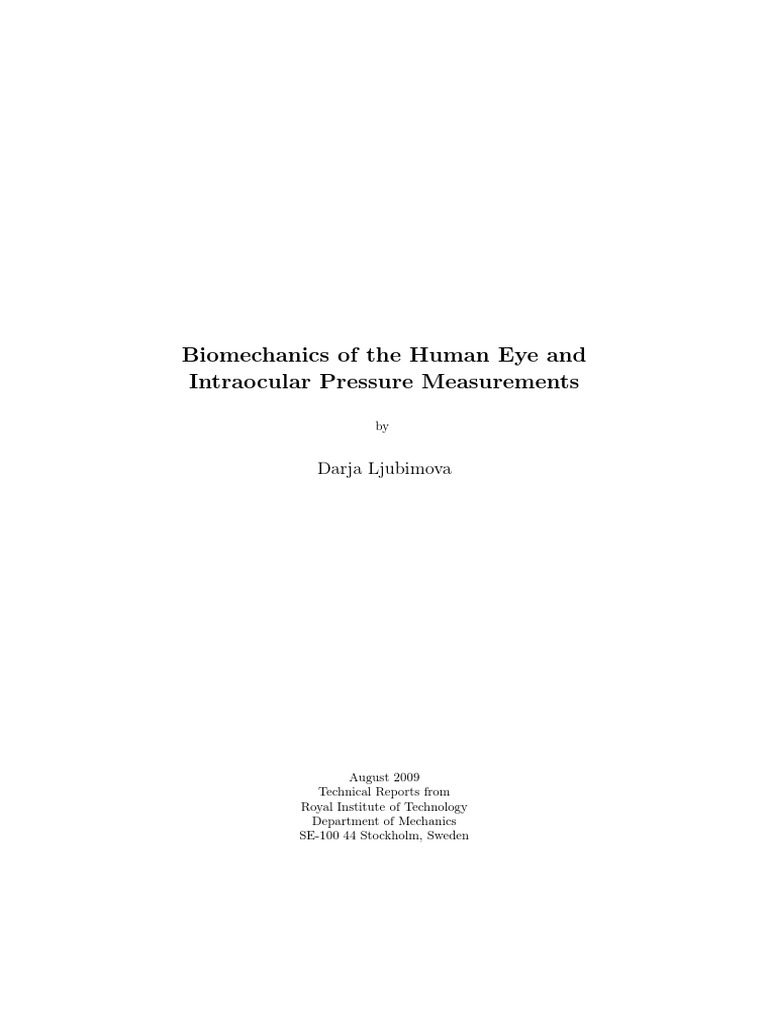 Biomechanics of The Human Eye and Intraocular Pressure Measurements ...