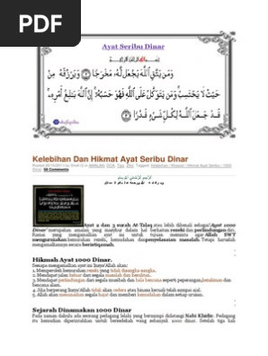 Kelebihan Dan Hikmat Ayat Seribu
