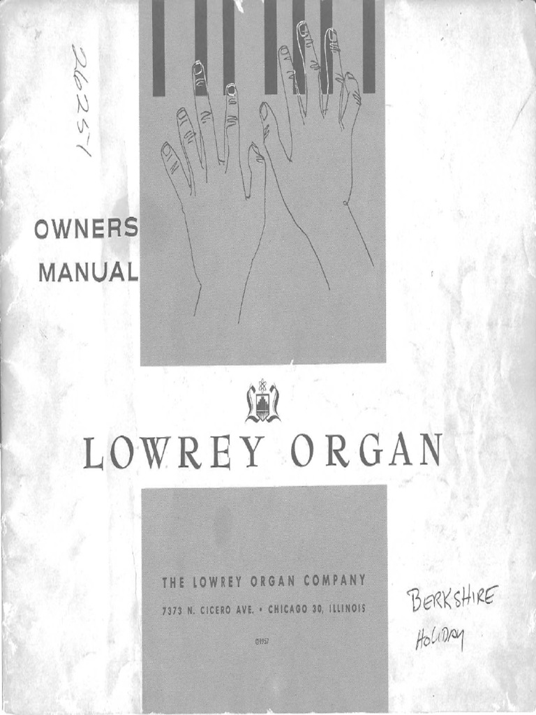 Lowrey Organ Owners Manual 1960 Berkshire