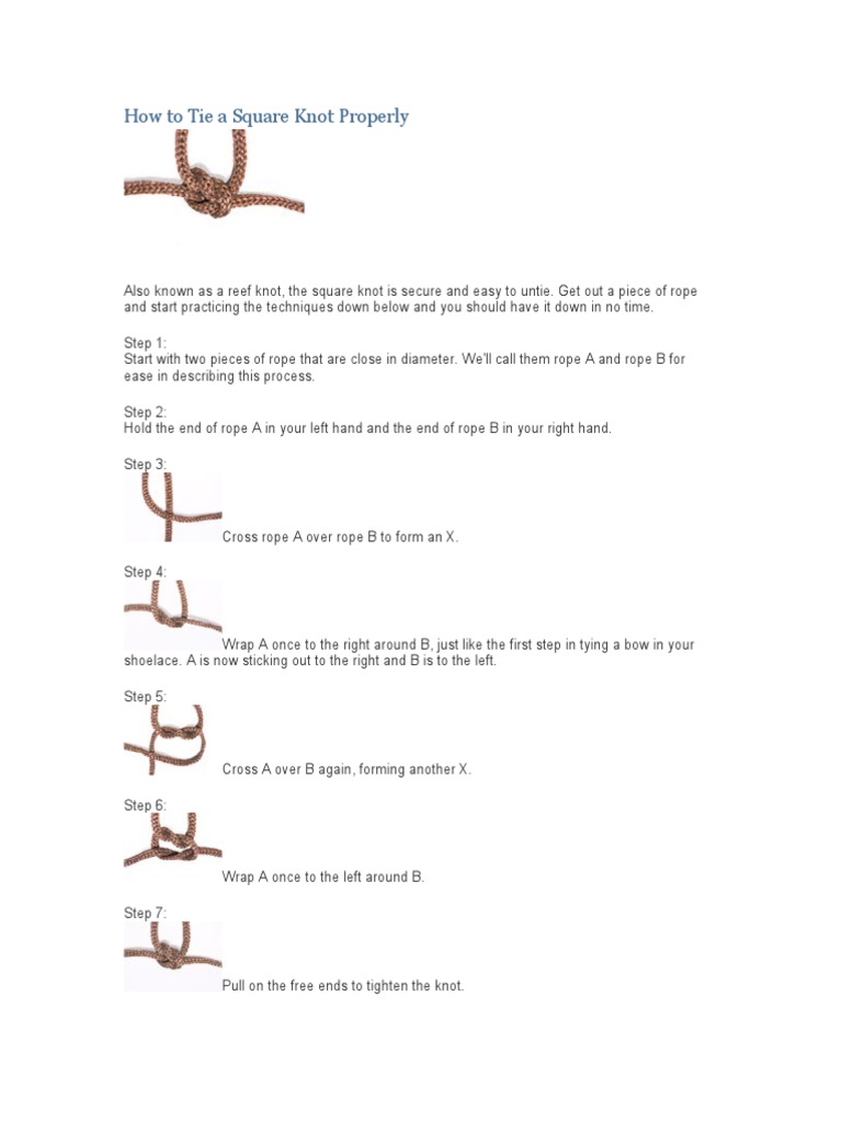 How To Tie A Square Knot Properly, PDF, Knot