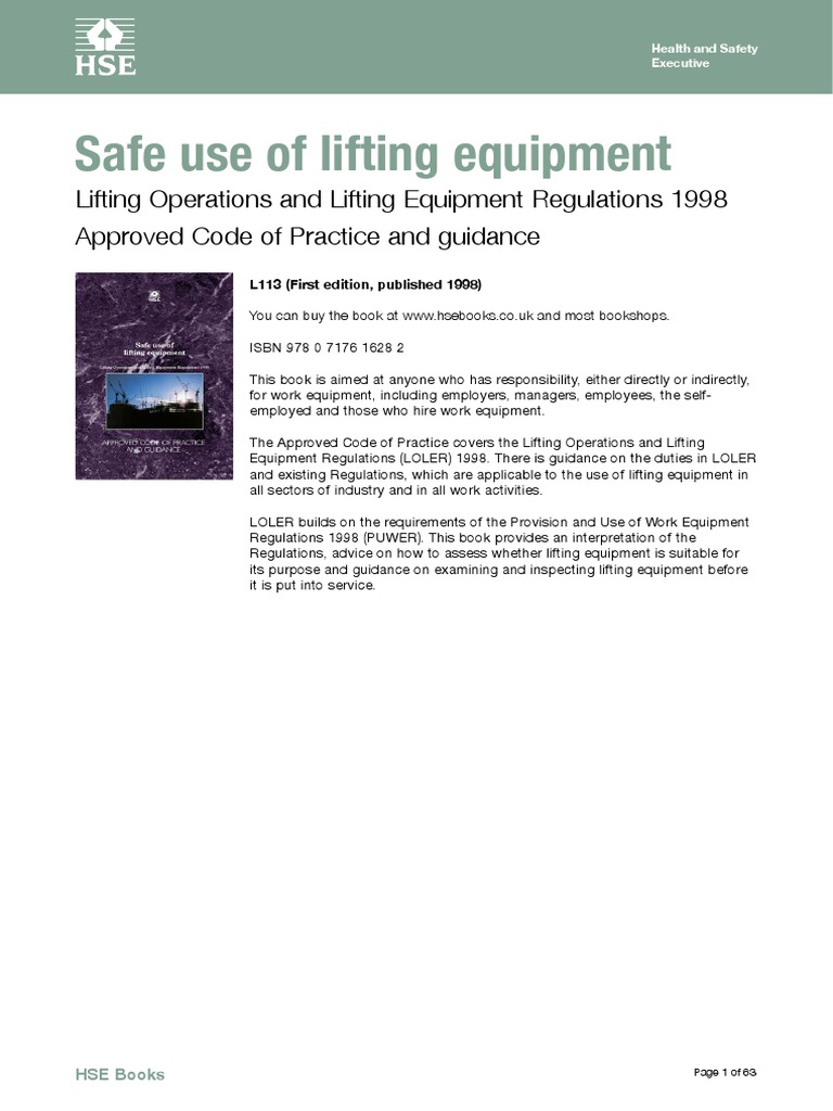 Safe Use of Lifting Equipment PDF