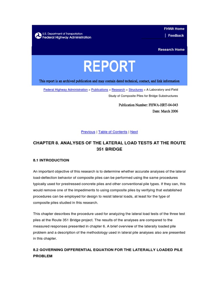 Analyses of The Lateral Load Tests at The Route 351 Bridge | PDF ...