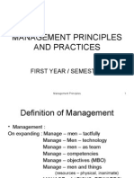 Management Principles and Practices: First Year / Semester