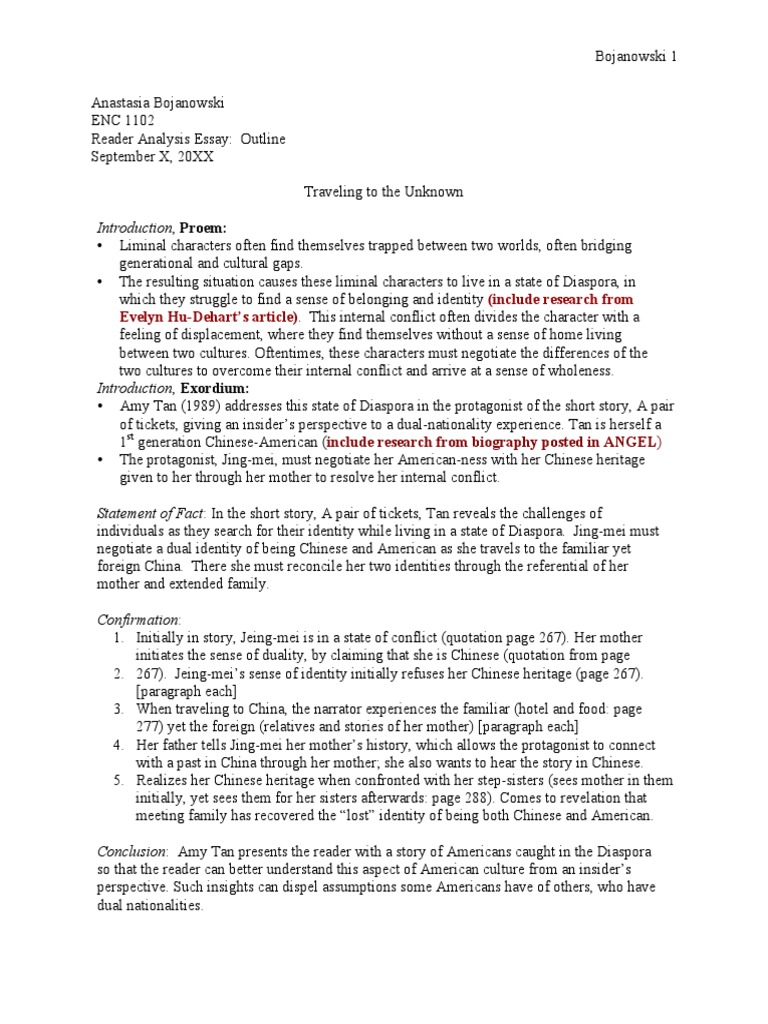 Example Outline Reader Analysis Apa | PDF | Classics | General Fiction