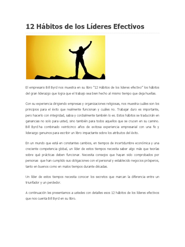 12 Hábitos de Líderes Efectivos | PDF | Liderazgo | Economias