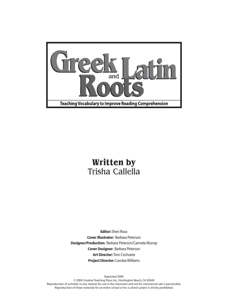 Greek and Latin Roots Vol 1 | PDF | Reading Comprehension | Reading ...