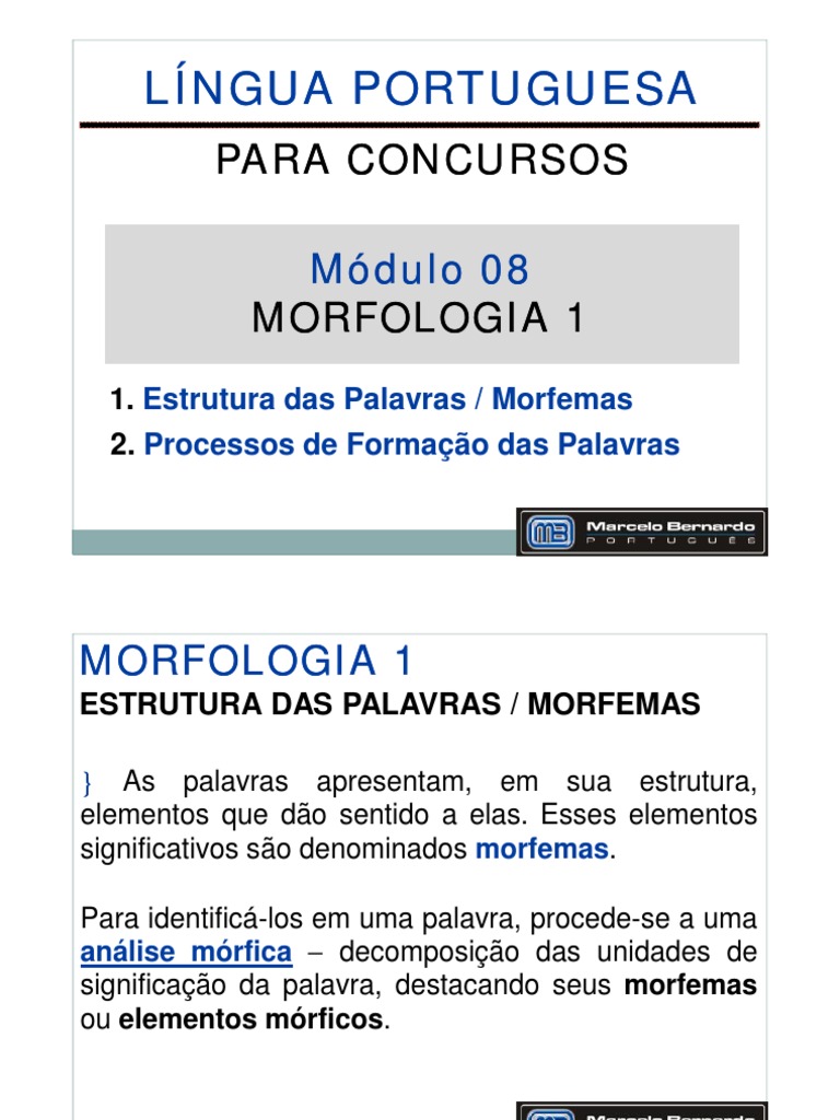 PDF) Estruturas Morfológicas. Unidades e Hierarquias nas Palavras