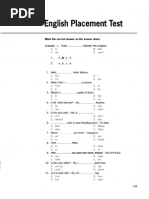 English Placement Test Pdf