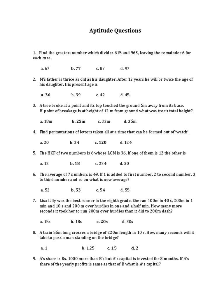 General Aptitude Test Questions | PDF