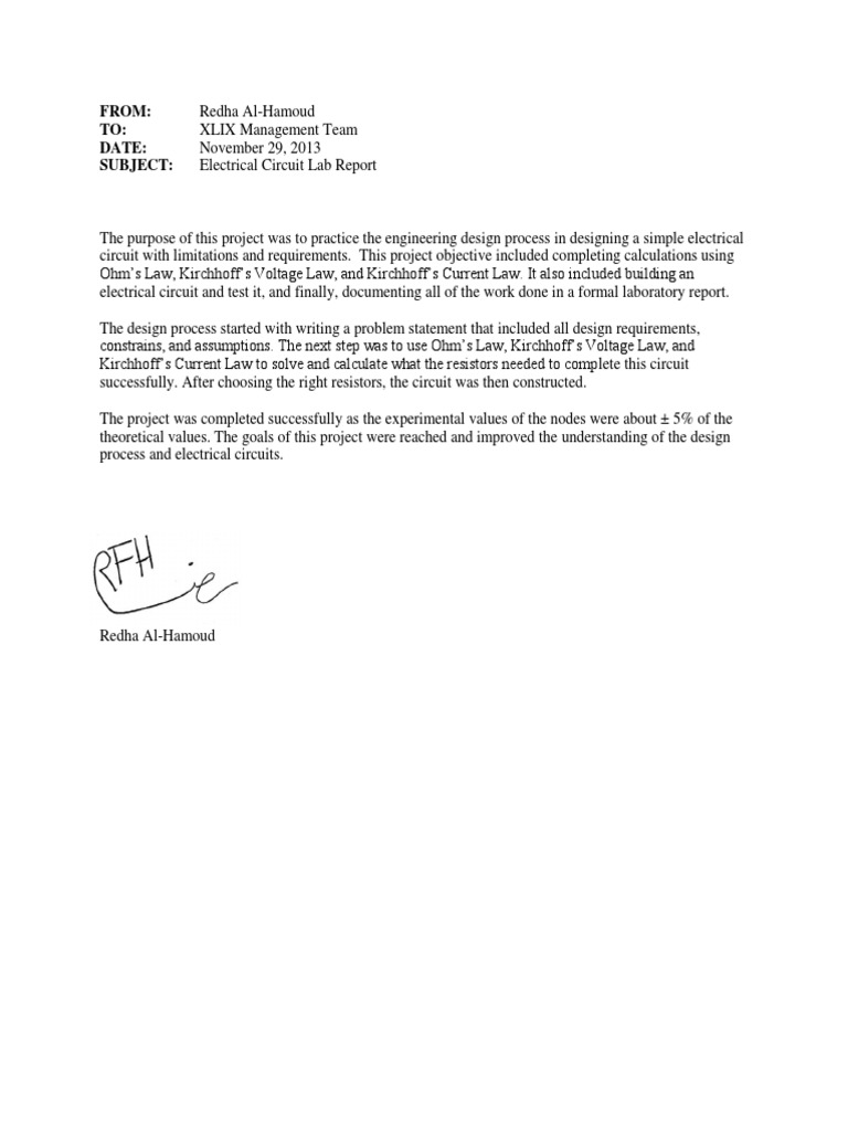 Electrical Circuit Lab Report PDF Series And Parallel Circuits Volt