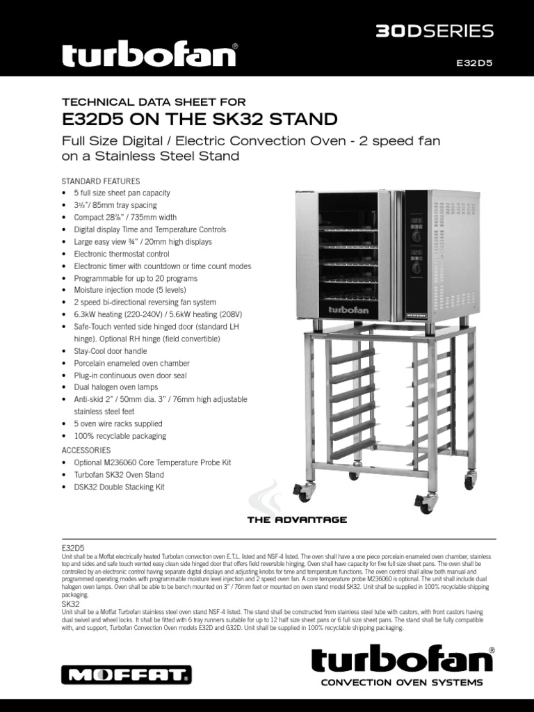 Moffat E32D5 Convection Oven PDF Door Oven