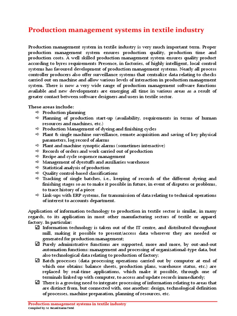 Textile Production Management Systems | PDF | Subroutine | Information ...