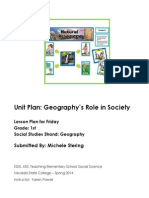 Unit Plan: Geography's Role in Society: Submitted By: Michele Stering