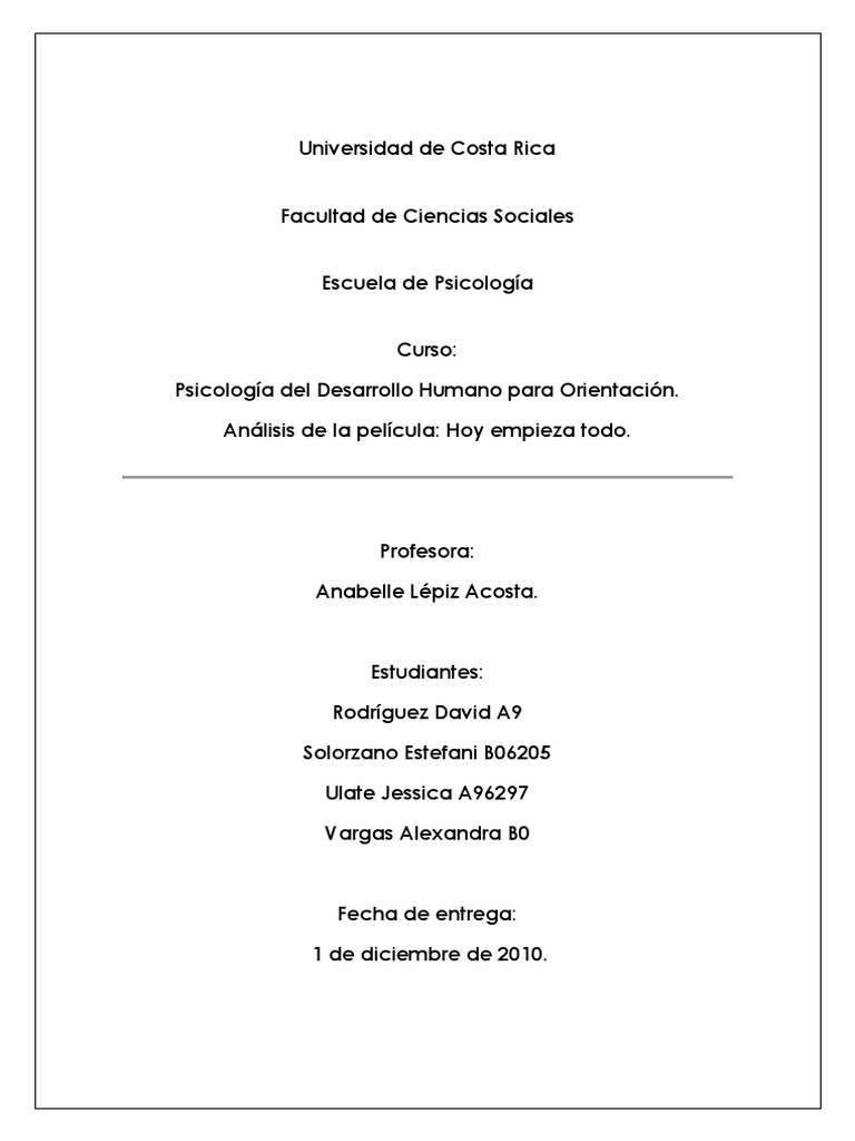 Analisis de La Película Hoy Empieza Todo PDF Adultos Familia
