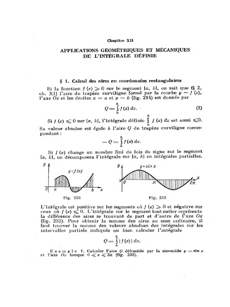 Application Geometrique Et Mecanique De L Integrale Definie