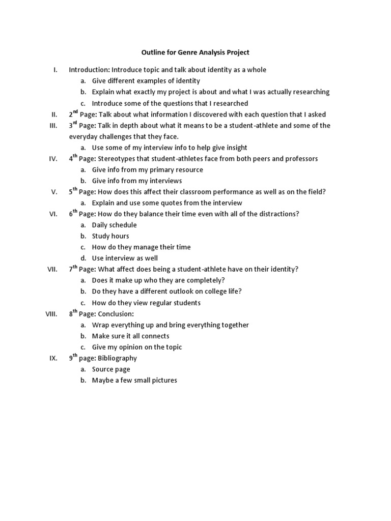 Outline For Genre Analysis Project | PDF