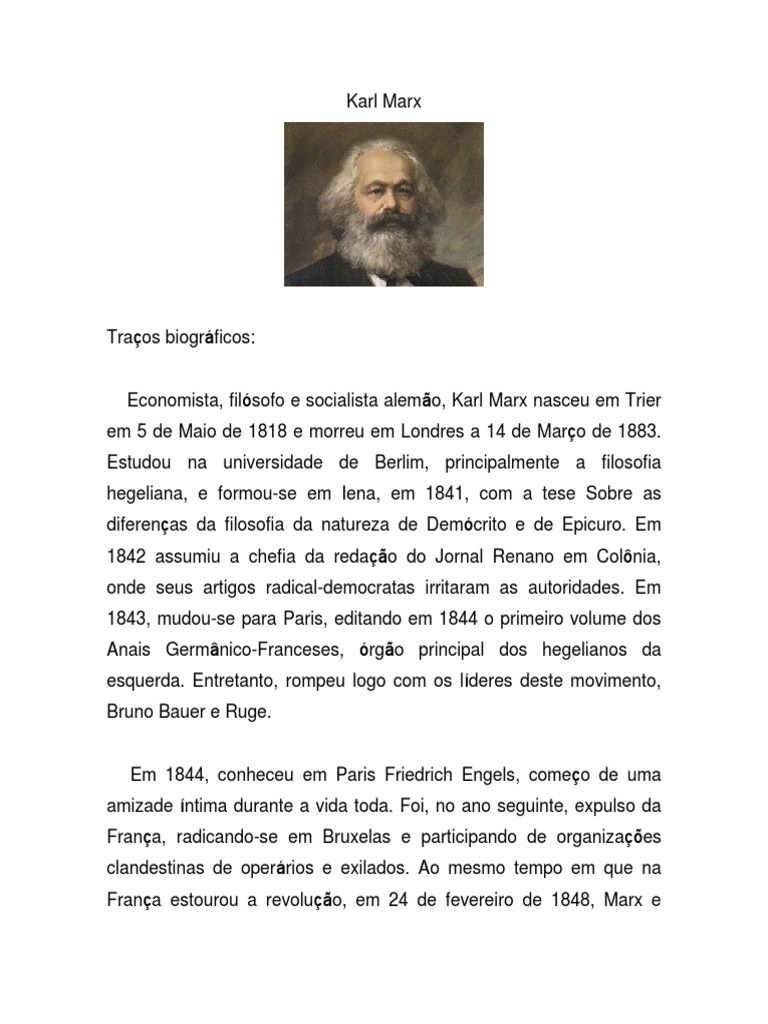 Biografia e Teoria de Karl Marx | PDF | Karl Marx | Marxismo
