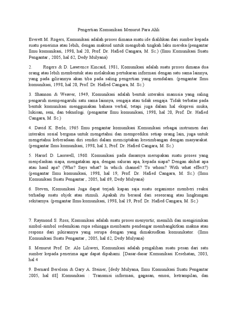 Pengertian Komunikasi Menurut Para Ahli Pdf