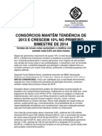 Consórcio Realiza - Consórcio Mantem Tendencia de 2013 e Cresce 10 Por Cento No Primeiro Bimestre de 2014