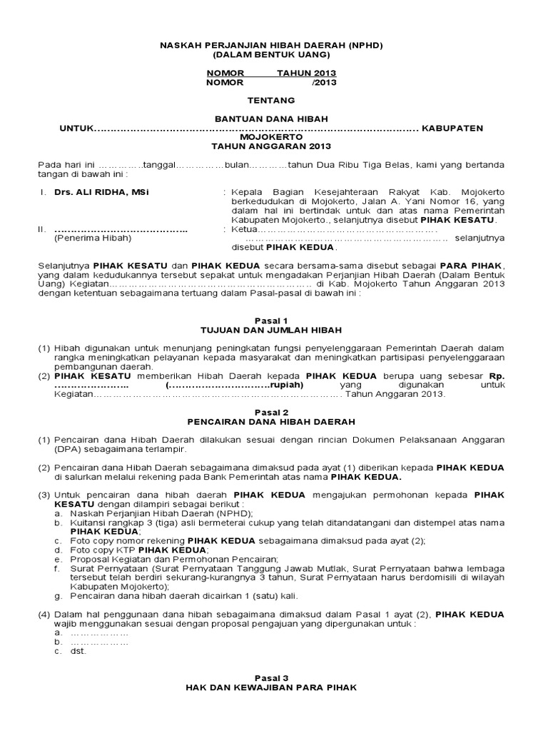Contoh NPHD baru Contoh NPHD baru