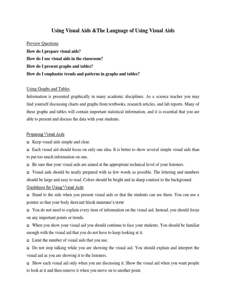 Effective Use of Visual Aids in Teaching | PDF | Chart | Teachers
