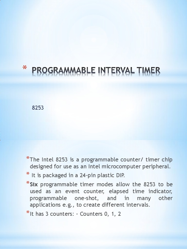 Intel 8253 Programmable Timer Overview | PDF | Microcomputers | Classes ...