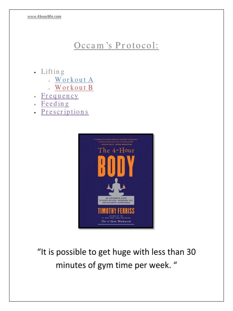 Occams Protocol Cheat Sheet PDF Kettlebell Physical Exercise