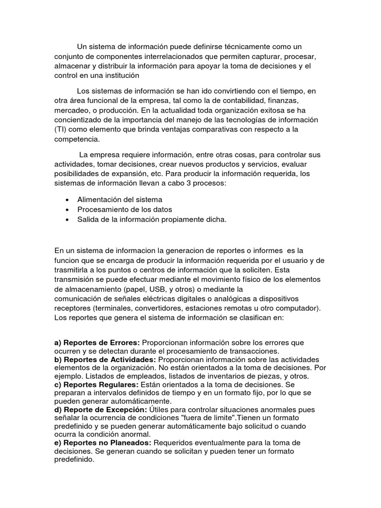 Importancia de los Sistemas de Información | PDF | Informática