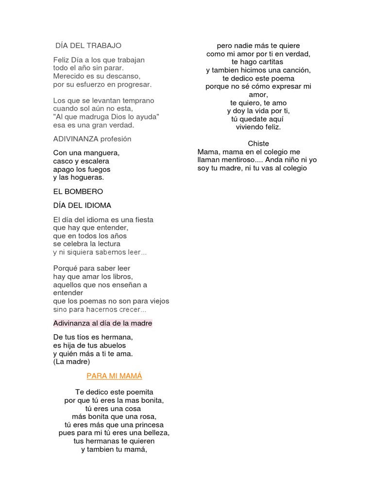 Adivinanzas Al Dia de La Madre | PDF | Amor, image size:768x1024