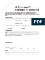 Recommendation For Membership
