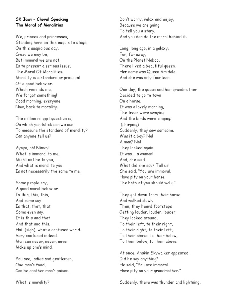 Choral Speaking Script for Primary School